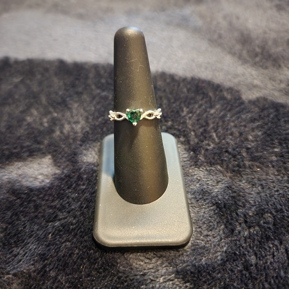 Jewelry - 3/$10 Silver ring with Green stone & cz's
